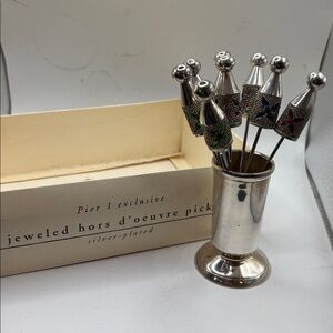 Vintage Pier 1 Jeweled hors d’oeuver Picks Silver-Plated